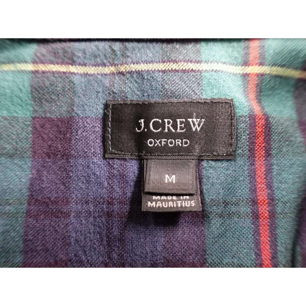 J.‎ Crew Oxford Plaid Button Down Shirt Long Sleeve Men's Size M Blue Green Red